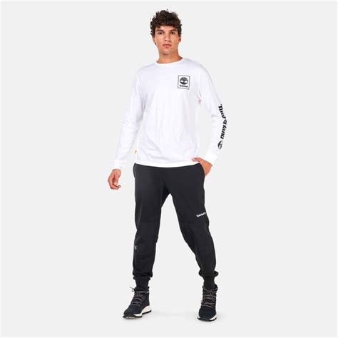 Mens Stack Logo Long Sleeve T Shirt White Timberland In Ksa Sss