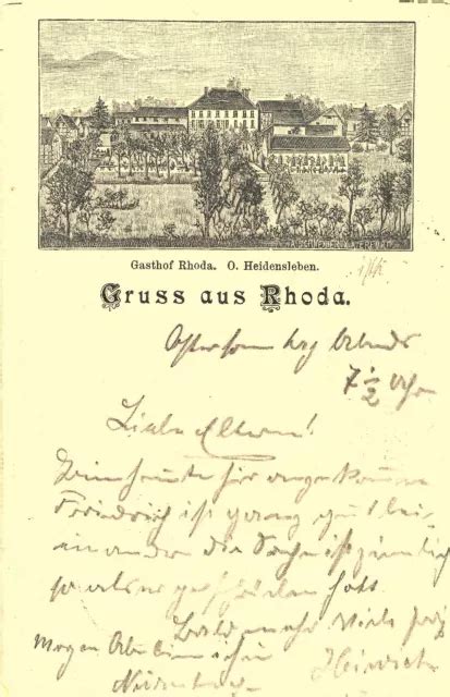 ALTE POSTKARTE GRUSS AUS Rhoda Erfurt Gasthof Rhoda Vorläufer 1893 EUR