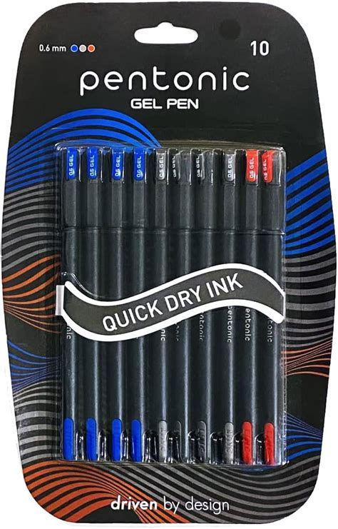 Pentonic Mm Gel Pen Blister Pack Black Body Blue Black