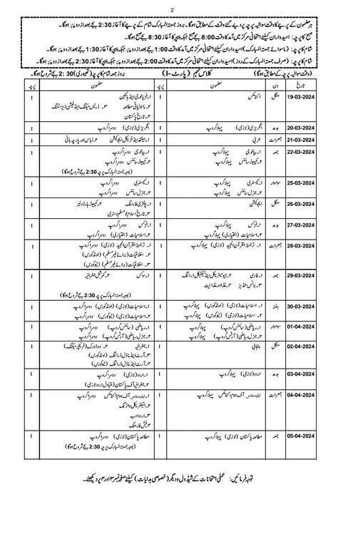 Date Sheet Ssc I And Ssc Ii Annual Exams Punjab Galaxy World