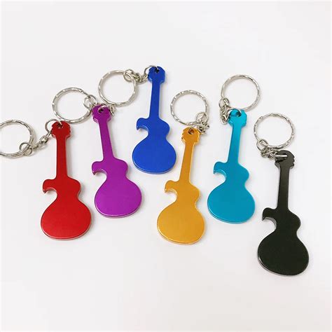 Personalized Wedding Favor And Gift Metal Guitar Bottle Opener Keychain