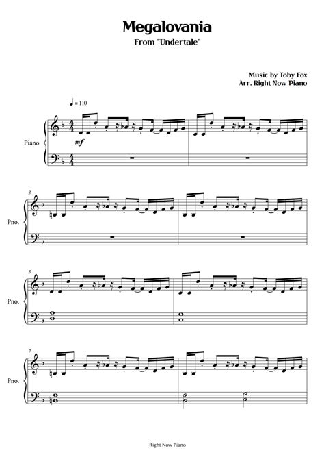 Undertale Megalovania Easy Piano Sheet