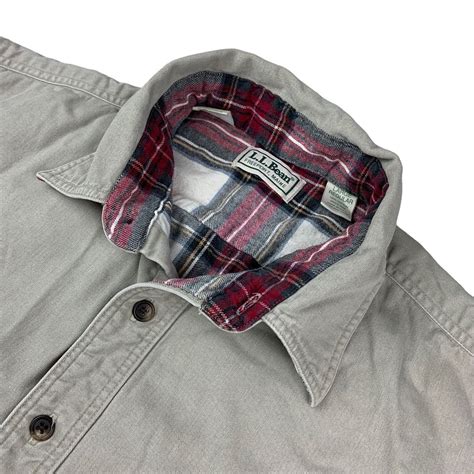 Vintage Ll Bean Men’s Flannel Lined Work Shirt Jacket Khaki Tan • Usa • Large Grailed