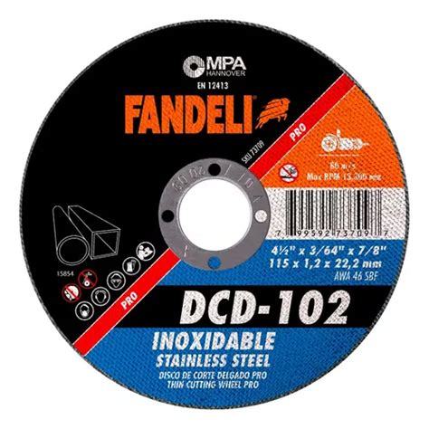 Disco De Corte Metal Inox Fandeli 4 1 2 PLG 10 Pz 73709 Envío gratis