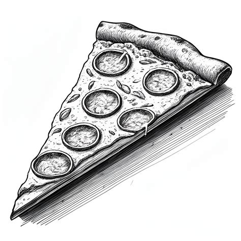 Premium Vector Pizza Slice Monochrome Ink Sketch Vector Drawing