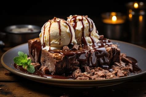 Brownies Con Helado Derretido Y Nueces Una Ia Generativa Irresistible