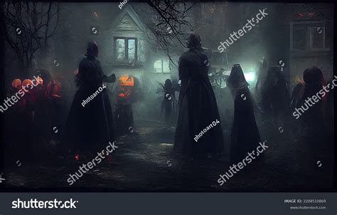 Scary Monsters Vampires Near House Abstract Stock Illustration ...