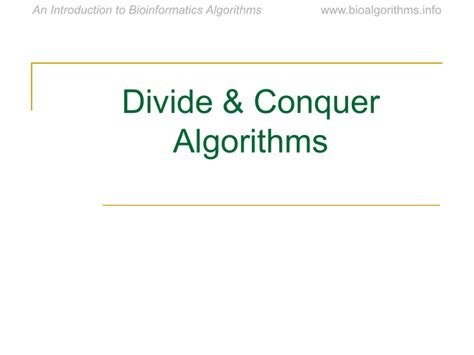 Chapter Divide And Conquer Algorithms