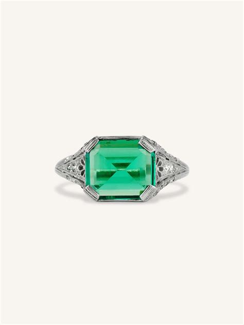 Tiffany & Co. Art Deco Colombian Emerald Cut Emerald Antique Ring ...