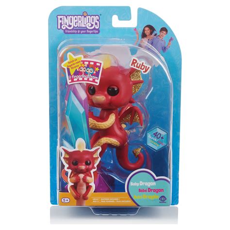 New Fingerlings Interactive Baby Dragon Ruby - Red & Gold Collectible Pet By WowWee - Walmart.com