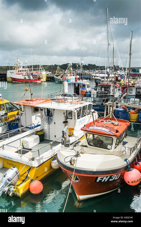 Fishing Industry In Padstow Fishing Boats Moored In The Historic