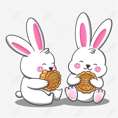 Mid Autumn Festival Bunny Together Simple Couple Cute PNG