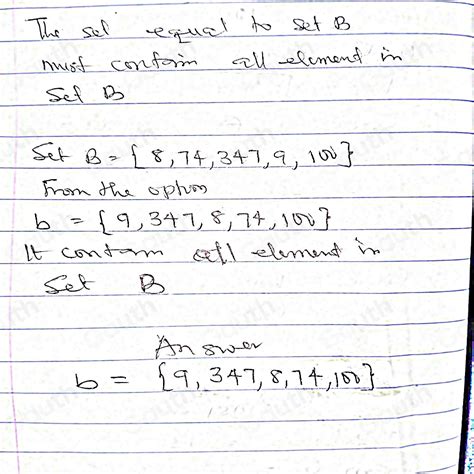 Solved Question Puint Which Set Is Equal To The Set B