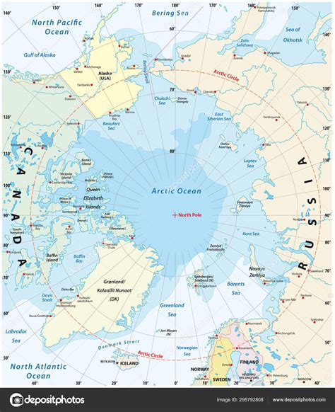 Map of the Arctic with the least and largest extent of the ice cap 2018 ...