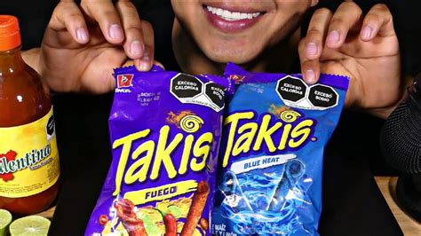 TAKIS AZULES Y TAKIS FUEGO CON SALSA VALENTINA ASMR MUKBANG YouTube