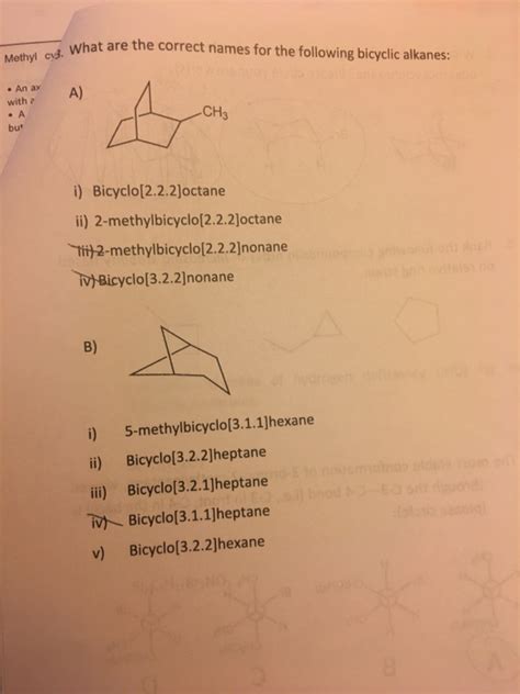 Solved What Are The Correct Names For The Following Bicyclic Chegg