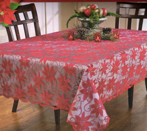 Free Shipping Christmas Red Poinsettia Floral Polyester Lace