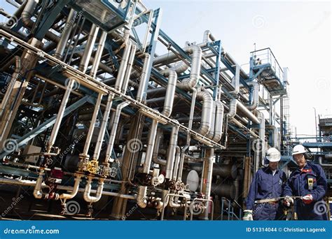 Oil And Gas Workers Inside Refinery Stock Photo Image Of Refinery