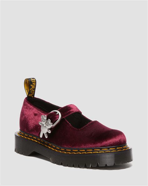 ADDINA BEX HEAVEN BY MARC JACOBS VELVET SHOES In Cherry Red Dr Martens