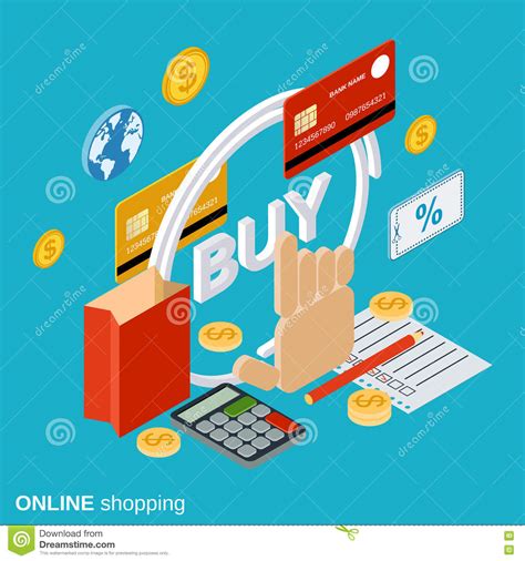 Online Shopping Flat Isometric Vector Concept Stock Vector