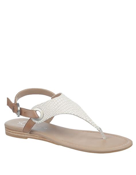 Lyst - Franco Sarto Grip Embossed T-Strap Sandals in White