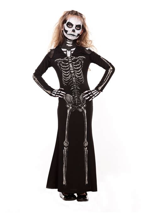 Girls Skeleton Sweetie Maxi Dress Costume