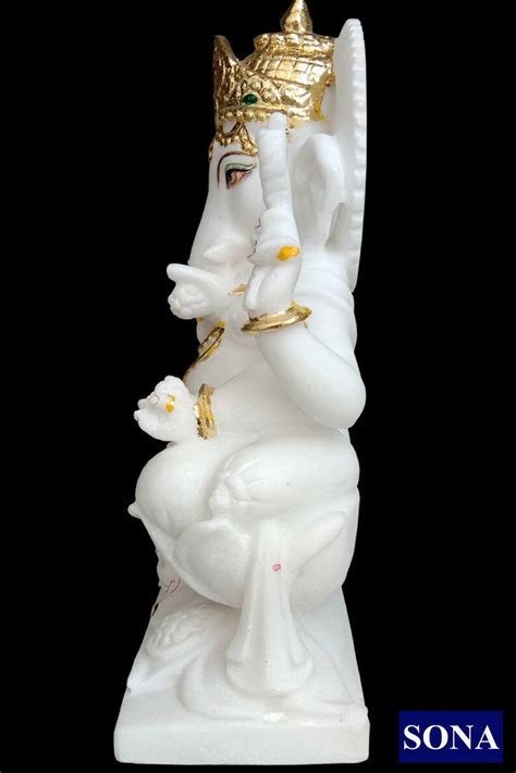 12 Inch Pure White Marble Ganesh Statue Idols Ganesha Murti Etsy