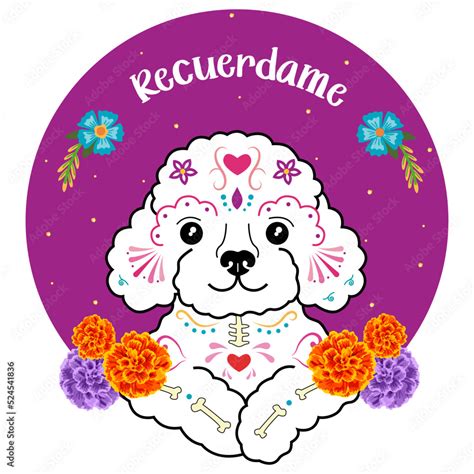 Calavera De Un Perro French French Poodle Para El D A De Muertos Con