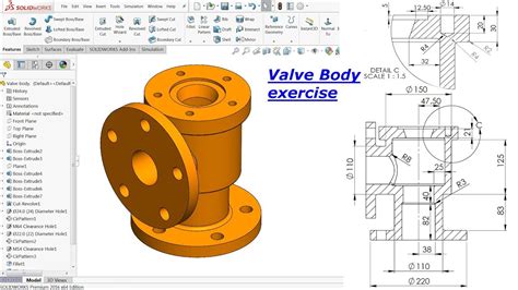 Solidworks Tutorial Stop Valve Body Youtube