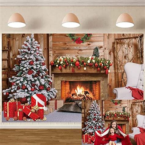 Christmas Fireplace Theme Backdrop Christmas Trees Xmas Red Stocking