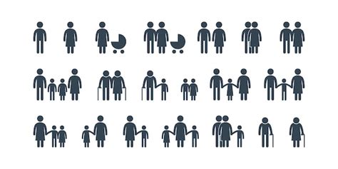 Premium Vector | People family silhouette icons set