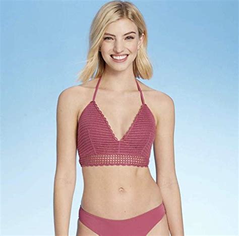 Sea Angel Shade Shore Women S Crochet Long Line Bikini Top Woodrose