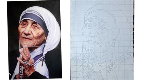 Mother Teresa Drawing Mother Teresa Outline Drawing With Grid Method