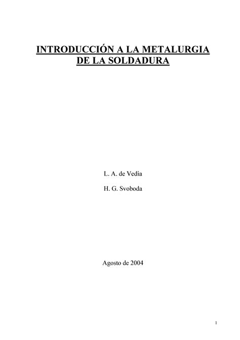 Libro Introduccion A LA Metalurgia DE LA Soldadura INTRODUCCIN A LA