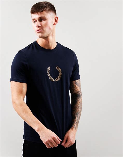 Fred Perry Laurel Wreath T Shirt Navy Terraces Menswear