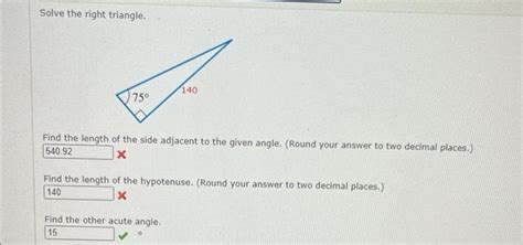 Solved Solve The Right Triangle Find The Lenath Of The Side