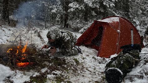 Day Solo Winter Camping In Blizzard Snow Survival In Snow Forest