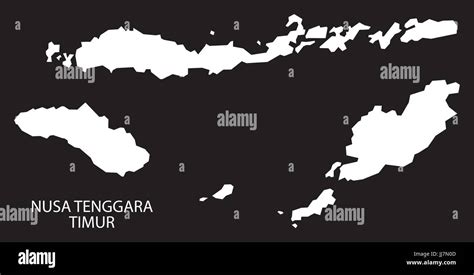 Nusa Tenggara Timur Indonesia map black inverted silhouette ...