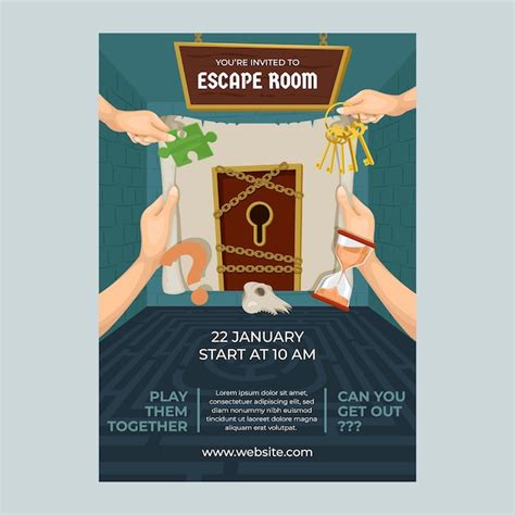 Free Vector Hand Drawn Escape Room Door Invitation