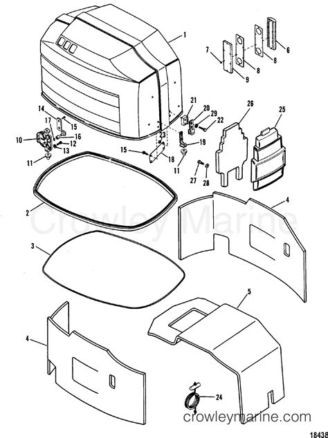 TOP COWL AND FRONT SHIELD 1989 Outboard 150MG2 ELPTO 7150453PD