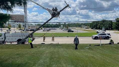 Vehicle Crashes Into Utility Pole Causes Power Outage In Mishawaka