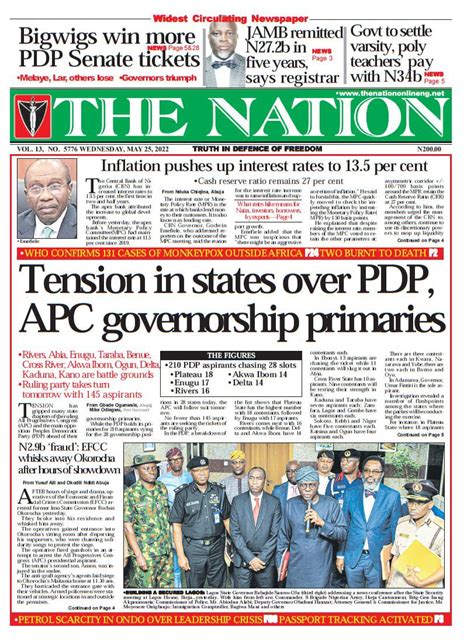 Nigerian Newspapers Daily Front Pages Review Wednesday Th May