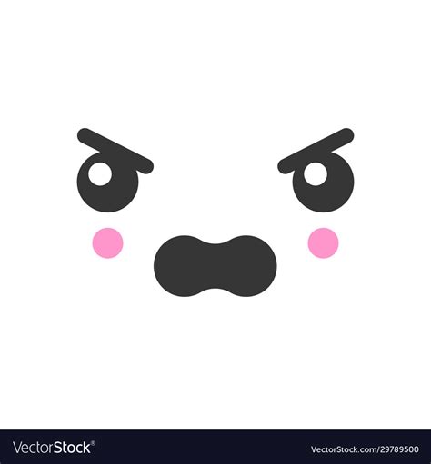 Angry Kawaii Cute Emotion Face Emoticon Royalty Free Vector