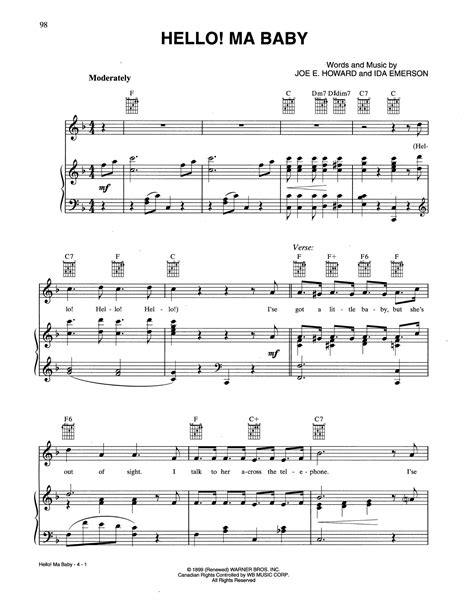 Hello Ma Baby By Ida Emerson Sheet Music For Piano Vocal And Guitar