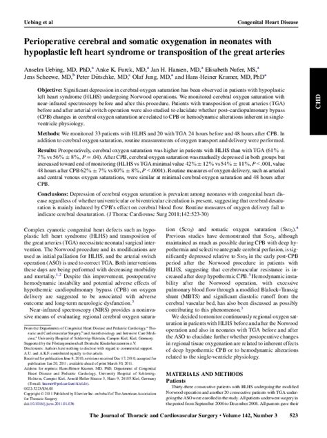 Pdf Perioperative Cerebral And Somatic Oxygenation In Neonates With