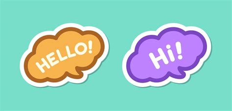 Cute Hello Greeting Speech Bubble Icon Set Simple Flat Vector