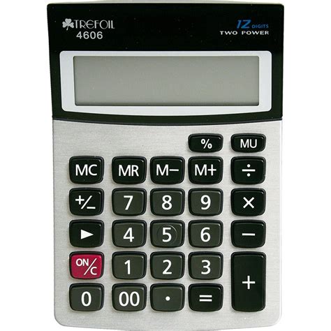 Digit Desktop Calculator Meduim Silver Black Trefoil