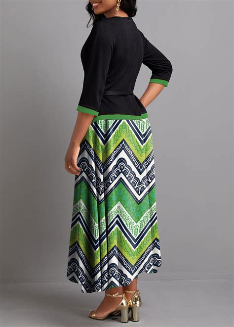 Green Fake 2in1 Tribal Print Maxi Dress Usd 35 98