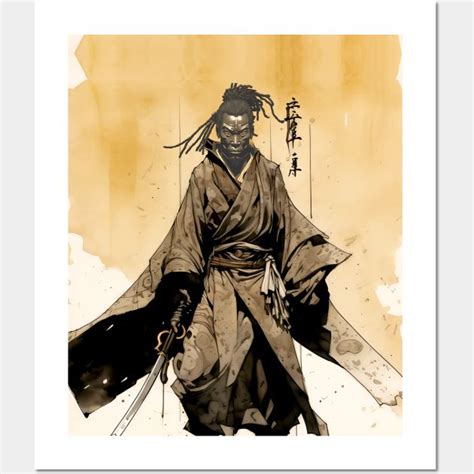 Yasuke Black Samurai In Feudal Japan No On A Dark Background By