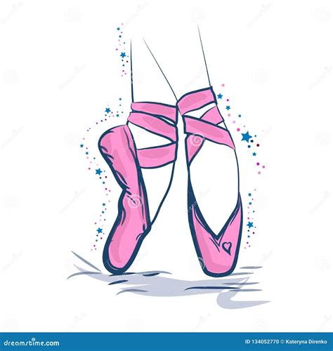 Hand Drawn Ballet Dancer Legs In Pointe Shoe Sketch Vector